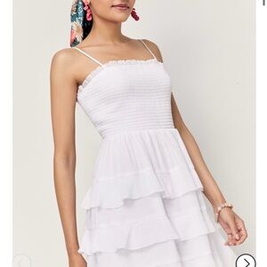 Francesca’s Bridget Smocked Ruffle Tiered Mini Dress